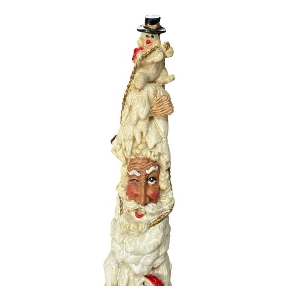 2 Vintage Christmas Santa Pencil Primitive Folk Art Collectible Resin Figurines - Picture 3 of 9